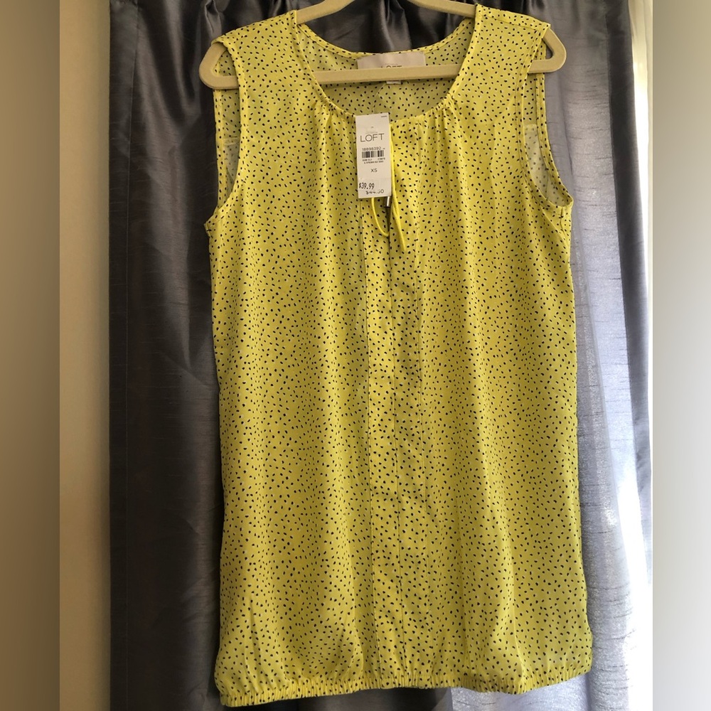LOFT Yellow Sleeveless Polka Dot Camisole